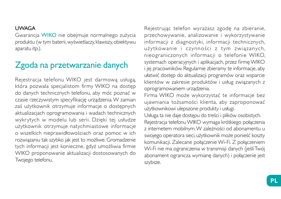 Zgoda na przetwarzanie danych | Wiko Ufeel prime User Manual | Page 197 / 292
