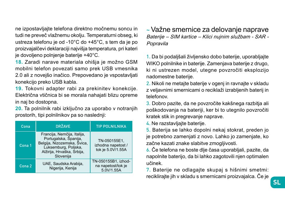 Važne smernice za delovanje naprave | Wiko Ufeel prime User Manual | Page 238 / 292