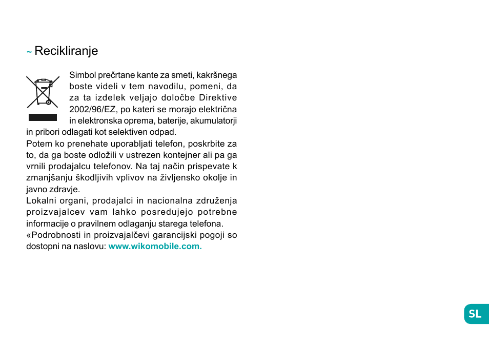 Recikliranje | Wiko Ufeel prime User Manual | Page 243 / 292
