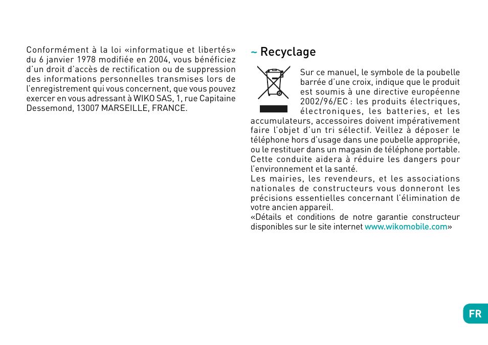 Recyclage | Wiko Ufeel prime User Manual | Page 44 / 292