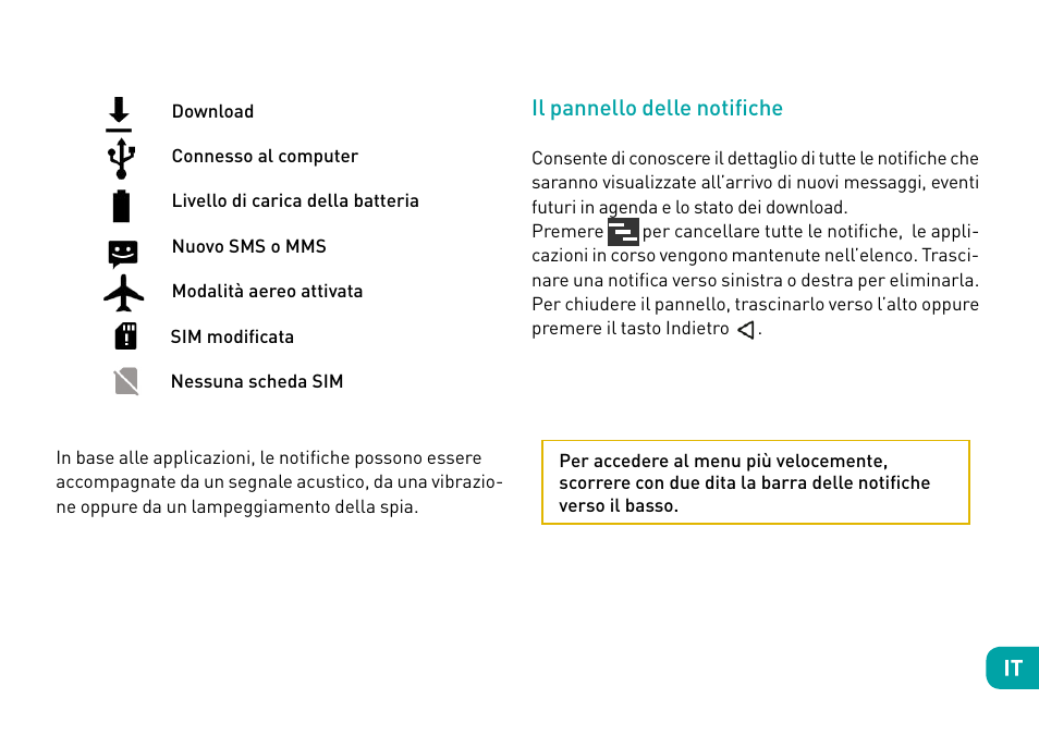 Il pannello delle notifiche | Wiko Ufeel prime User Manual | Page 59 / 292