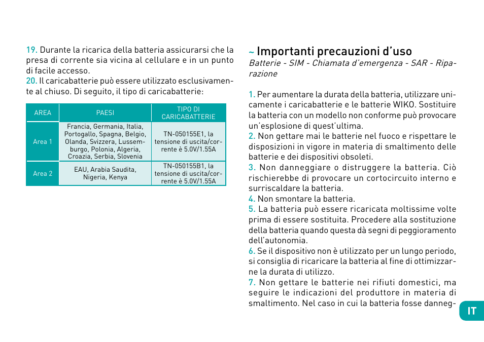 Importanti precauzioni d’uso | Wiko Ufeel prime User Manual | Page 62 / 292