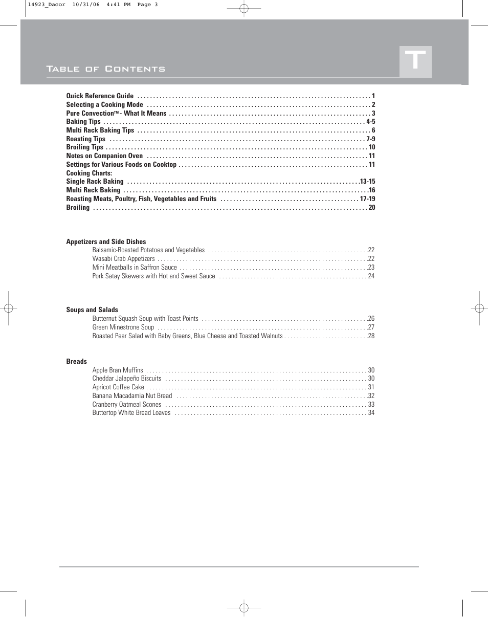 Dacor Range Cooking User Manual | Page 3 / 64