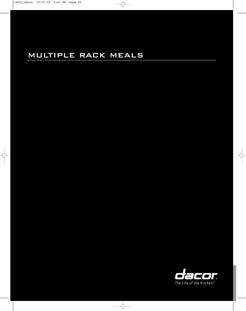 Multiple rack meals | Dacor Range Cooking User Manual | Page 55 / 64