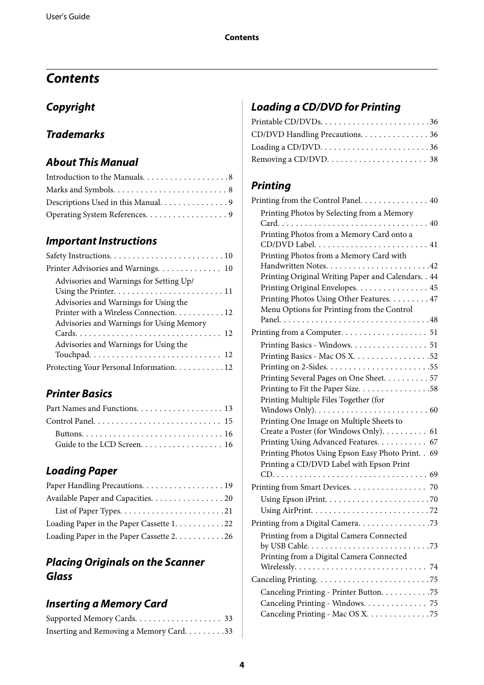 Epson Expression Premium XP-635 Refurbished User Manual | Page 4 / 160