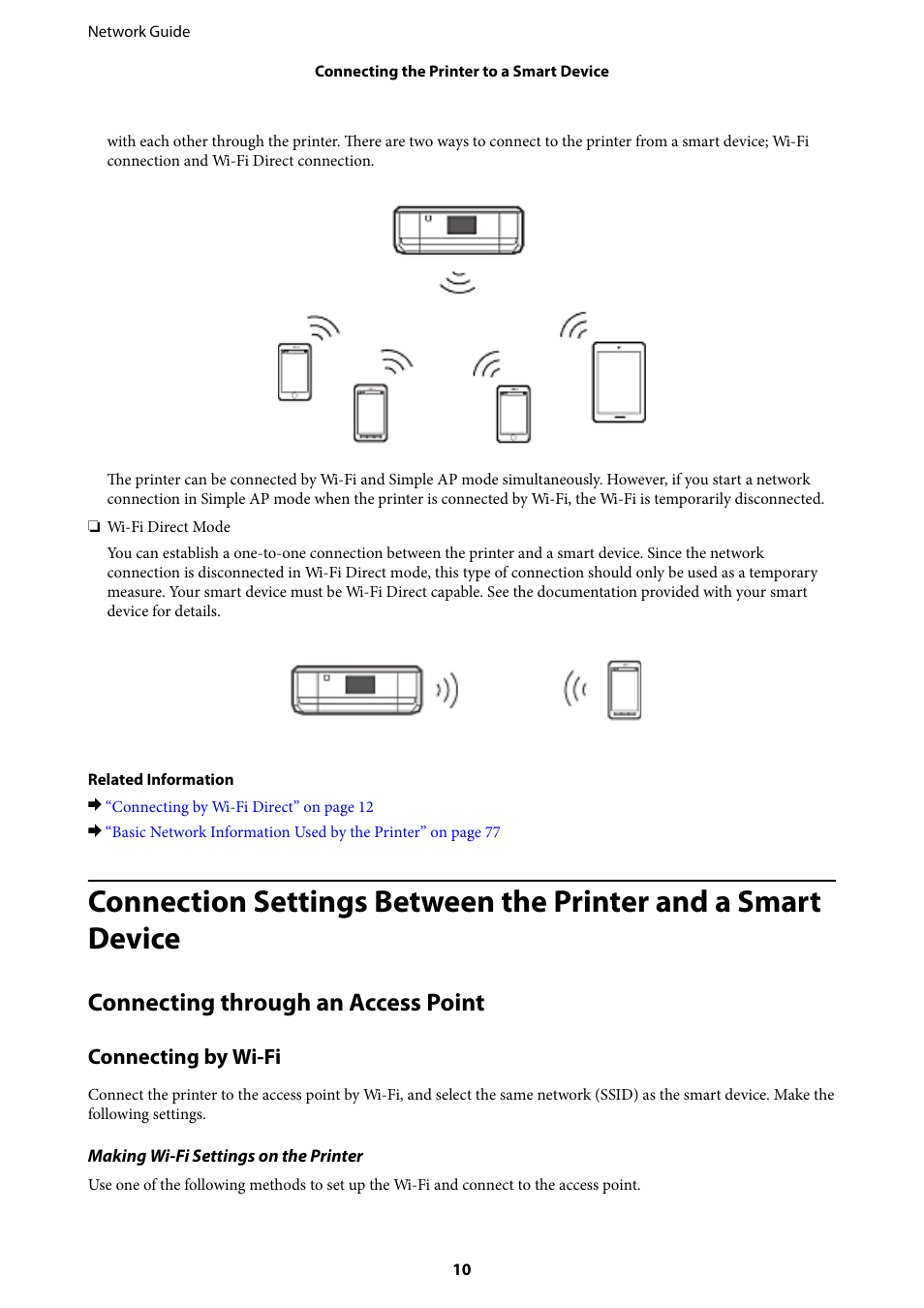 Connecting through an access point, Connecting by wi-fi | Epson Expression Premium XP-635 Refurbished User Manual | Page 10 / 91