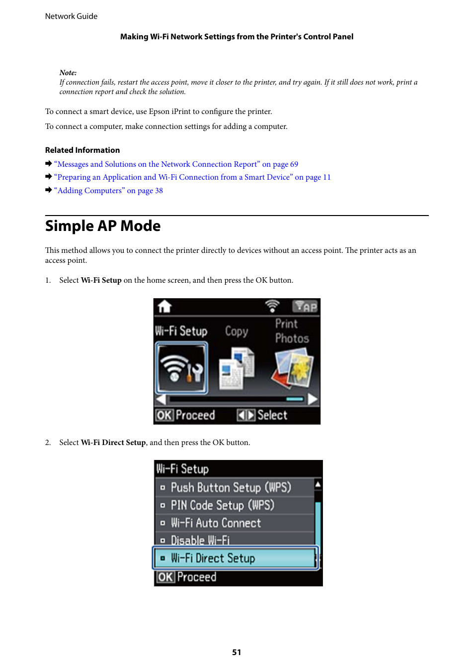 Simple ap mode | Epson Expression Premium XP-635 Refurbished User Manual | Page 51 / 91