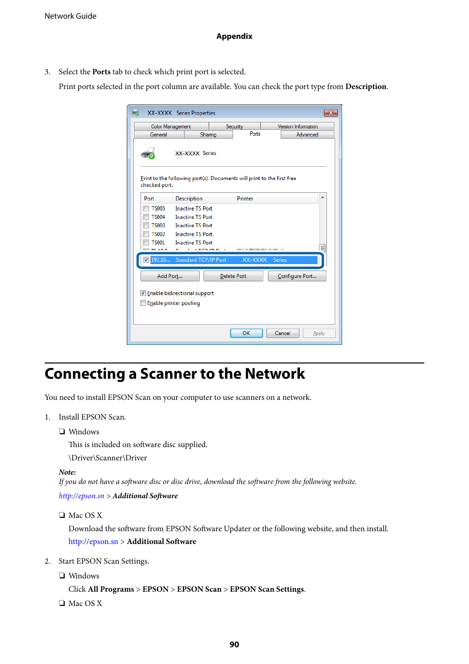 Connecting a scanner to the network | Epson Expression Premium XP-635 Refurbished User Manual | Page 90 / 91