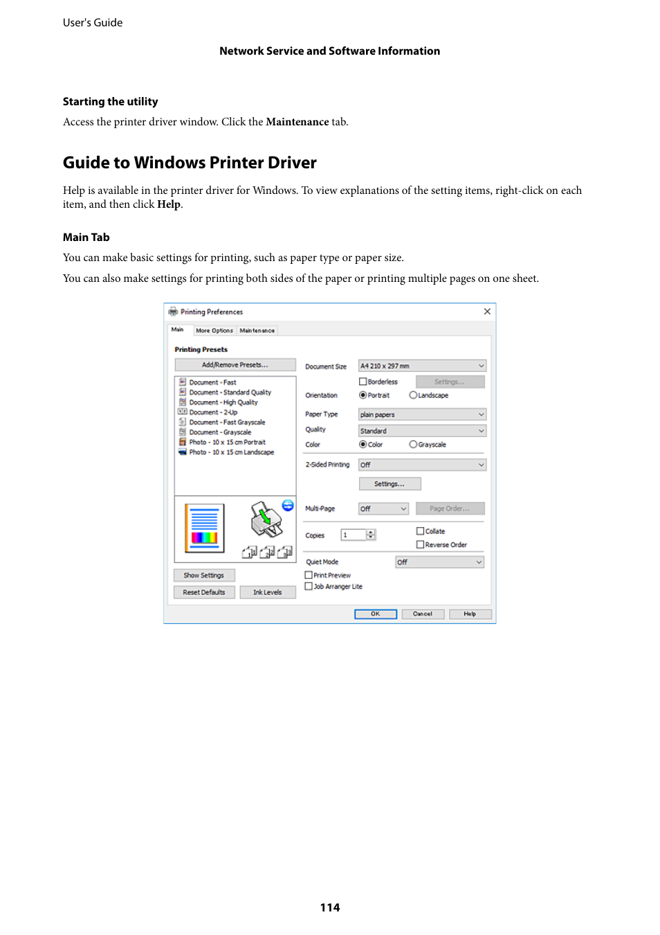 Guide to windows printer driver | Epson Expression Home XP-342 User Manual | Page 114 / 162