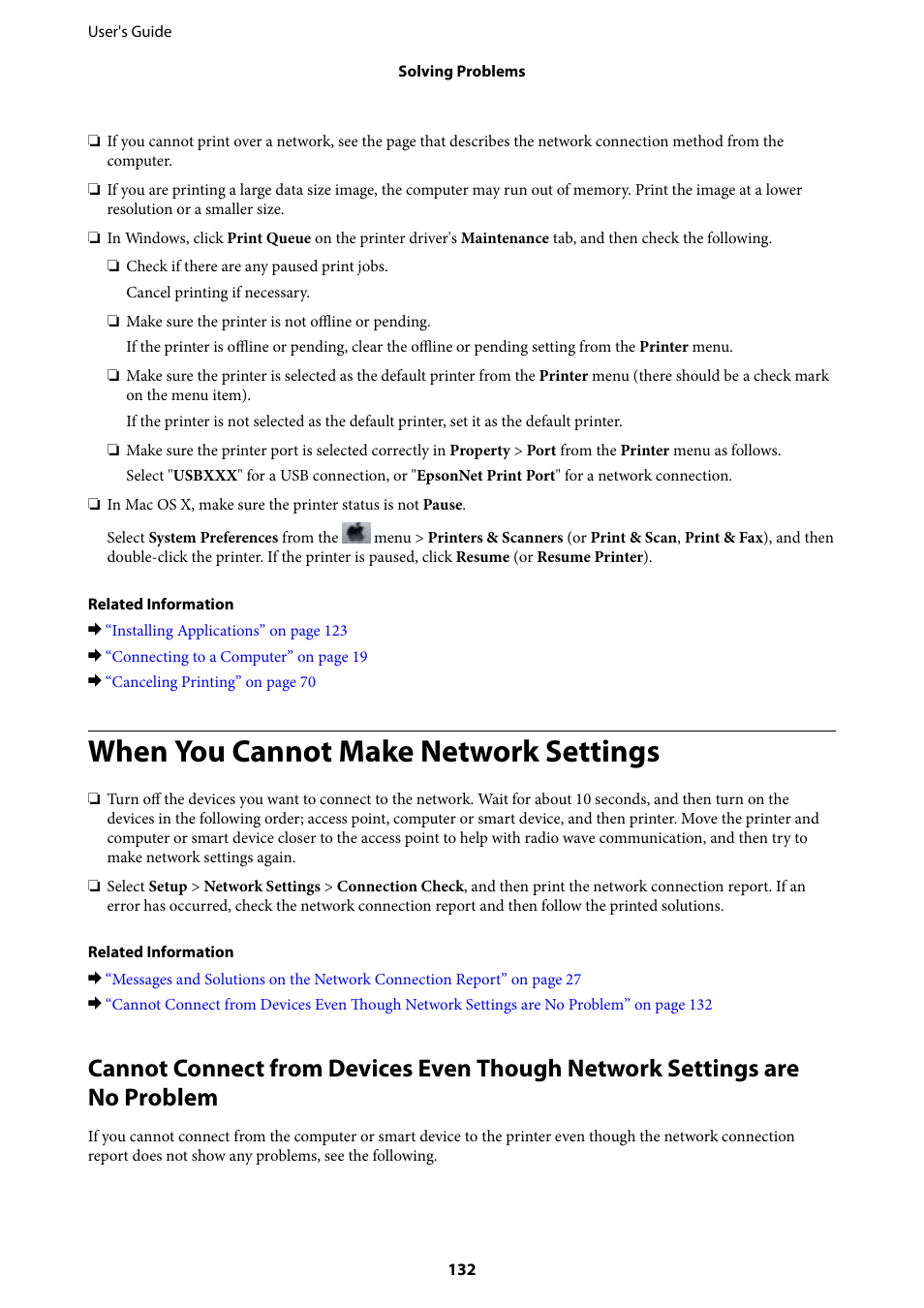 When you cannot make network settings | Epson Expression Home XP-342 User Manual | Page 132 / 162
