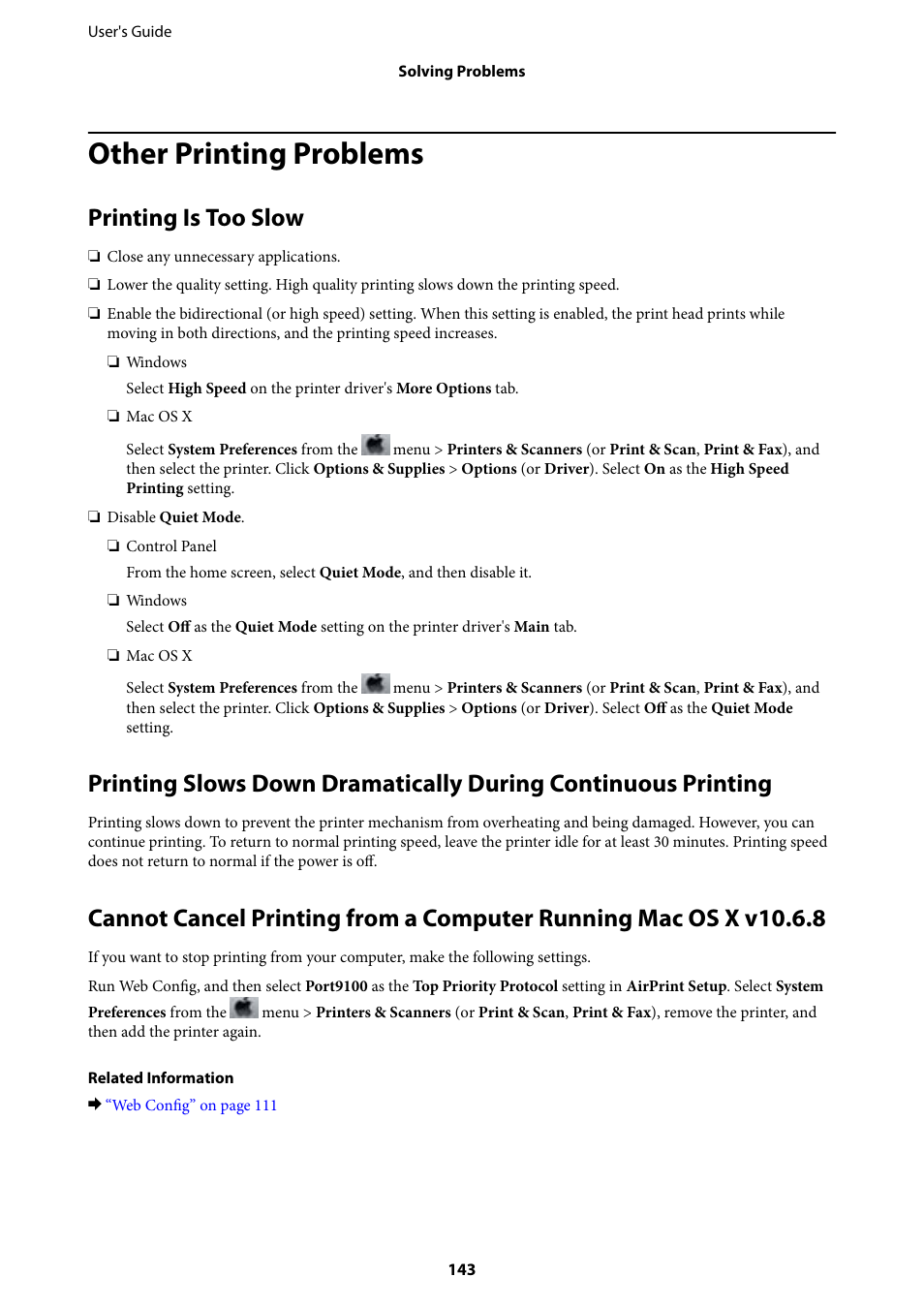 Other printing problems, Printing is too slow | Epson Expression Home XP-342 User Manual | Page 143 / 162