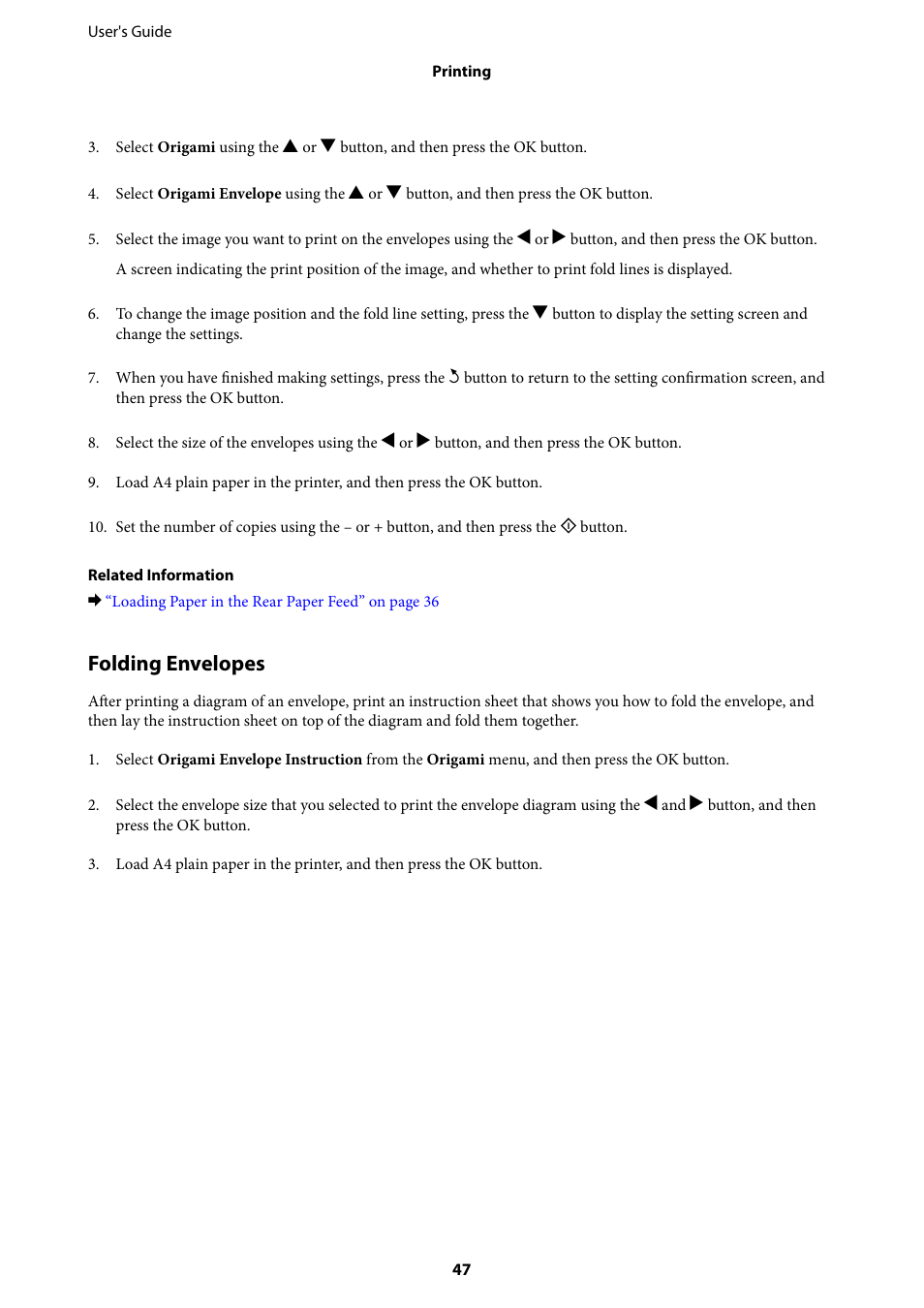 Folding envelopes | Epson Expression Home XP-342 User Manual | Page 47 / 162