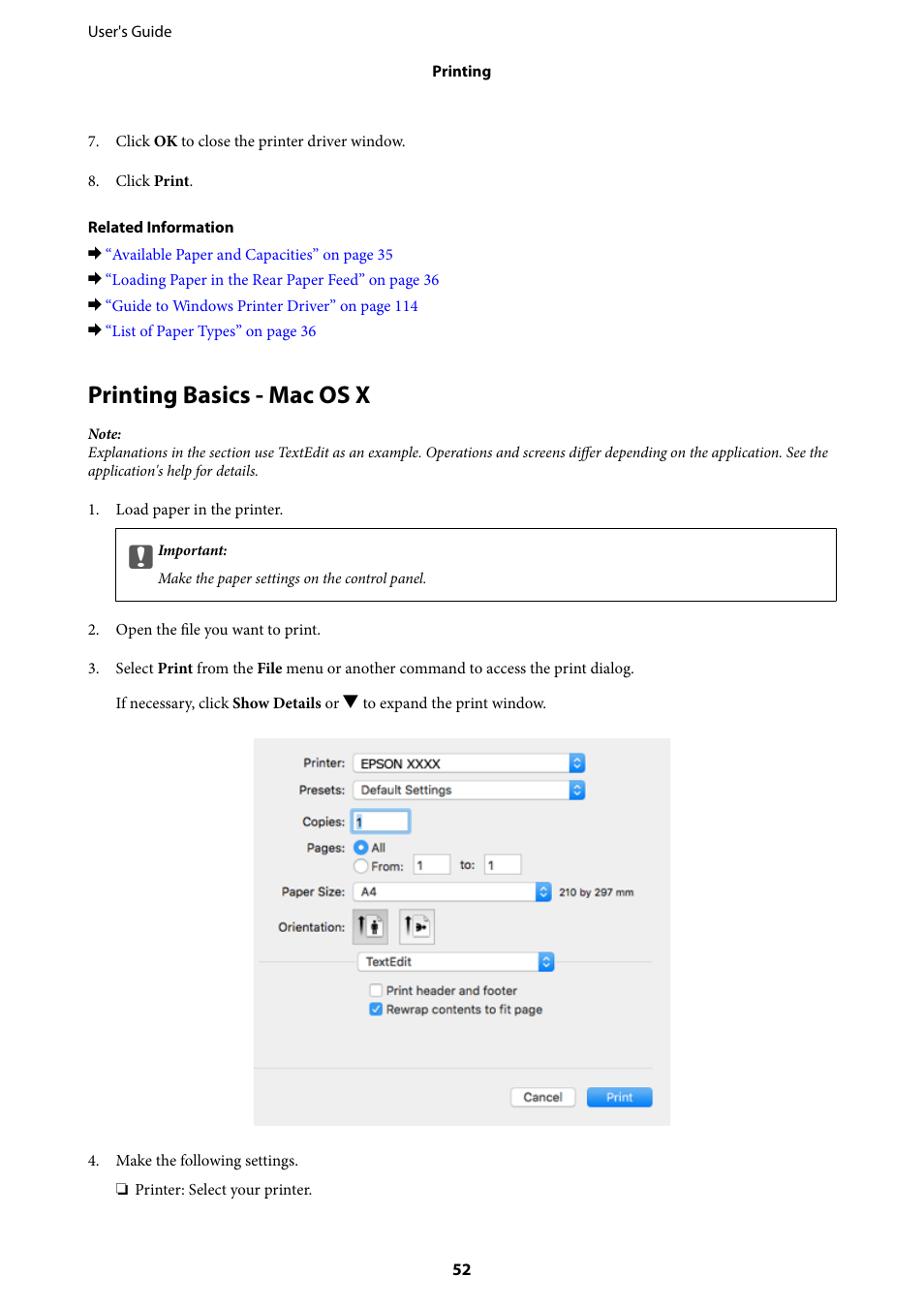 Printing basics - mac os x | Epson Expression Home XP-342 User Manual | Page 52 / 162