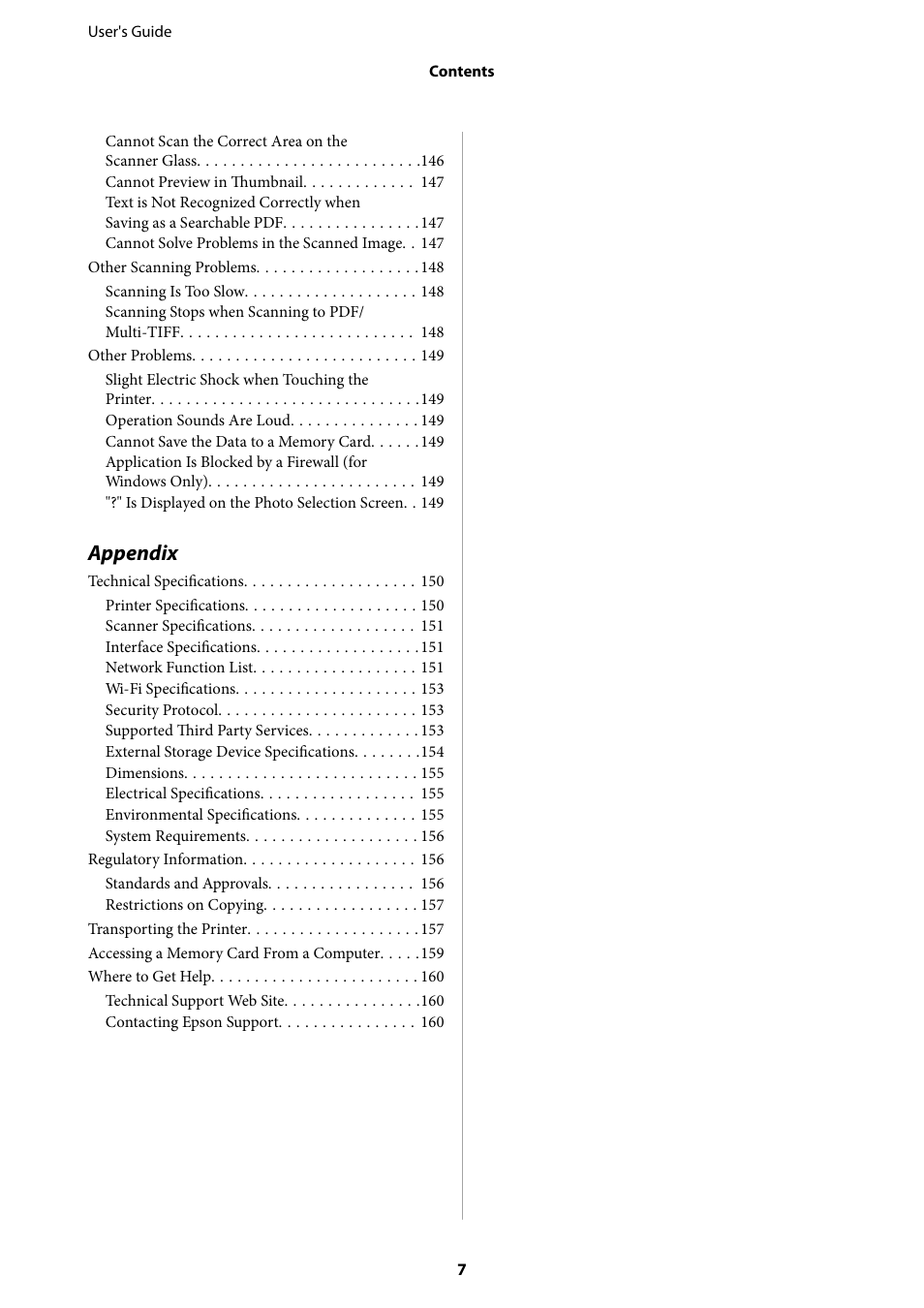 Appendix | Epson Expression Home XP-342 User Manual | Page 7 / 162