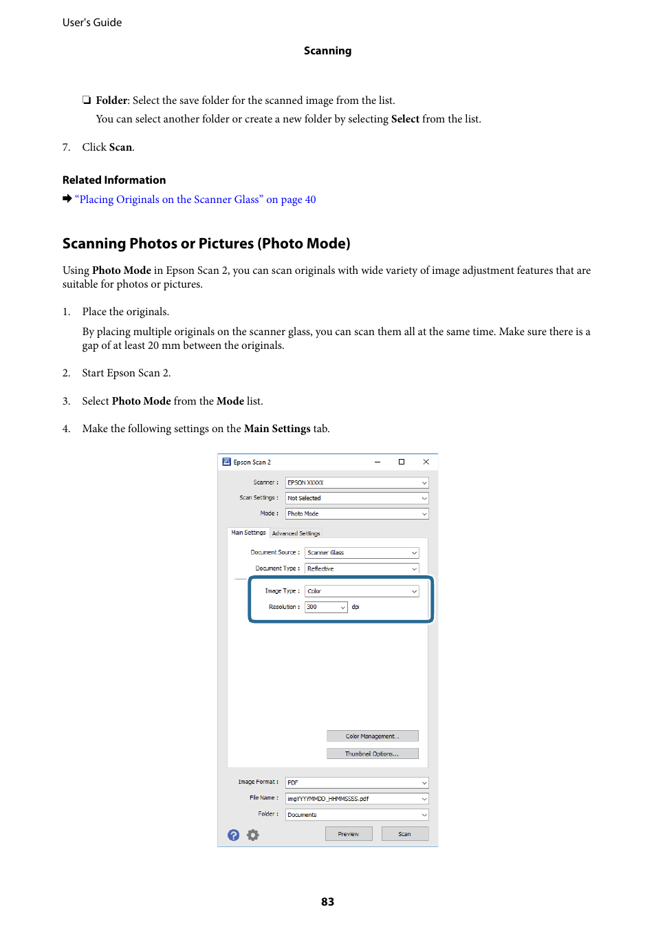 Scanning photos or pictures (photo mode) | Epson Expression Home XP-342 User Manual | Page 83 / 162