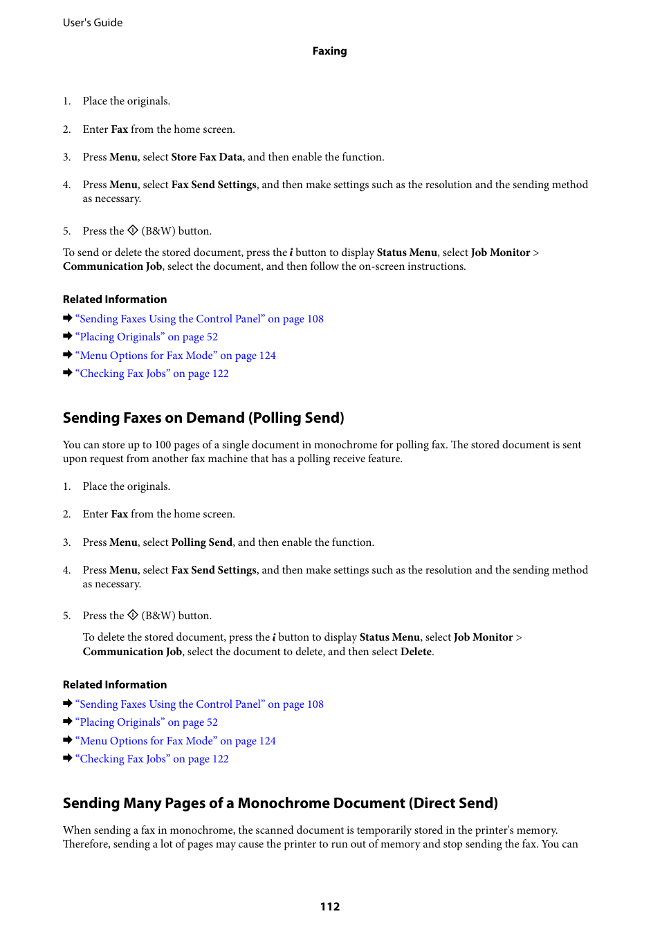 Sending faxes on demand (polling send) | Epson L1455 User Manual | Page 112 / 233