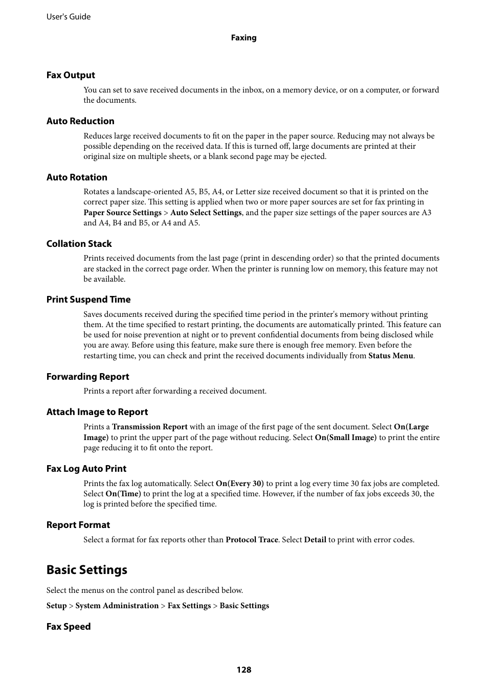 Basic settings | Epson L1455 User Manual | Page 128 / 233