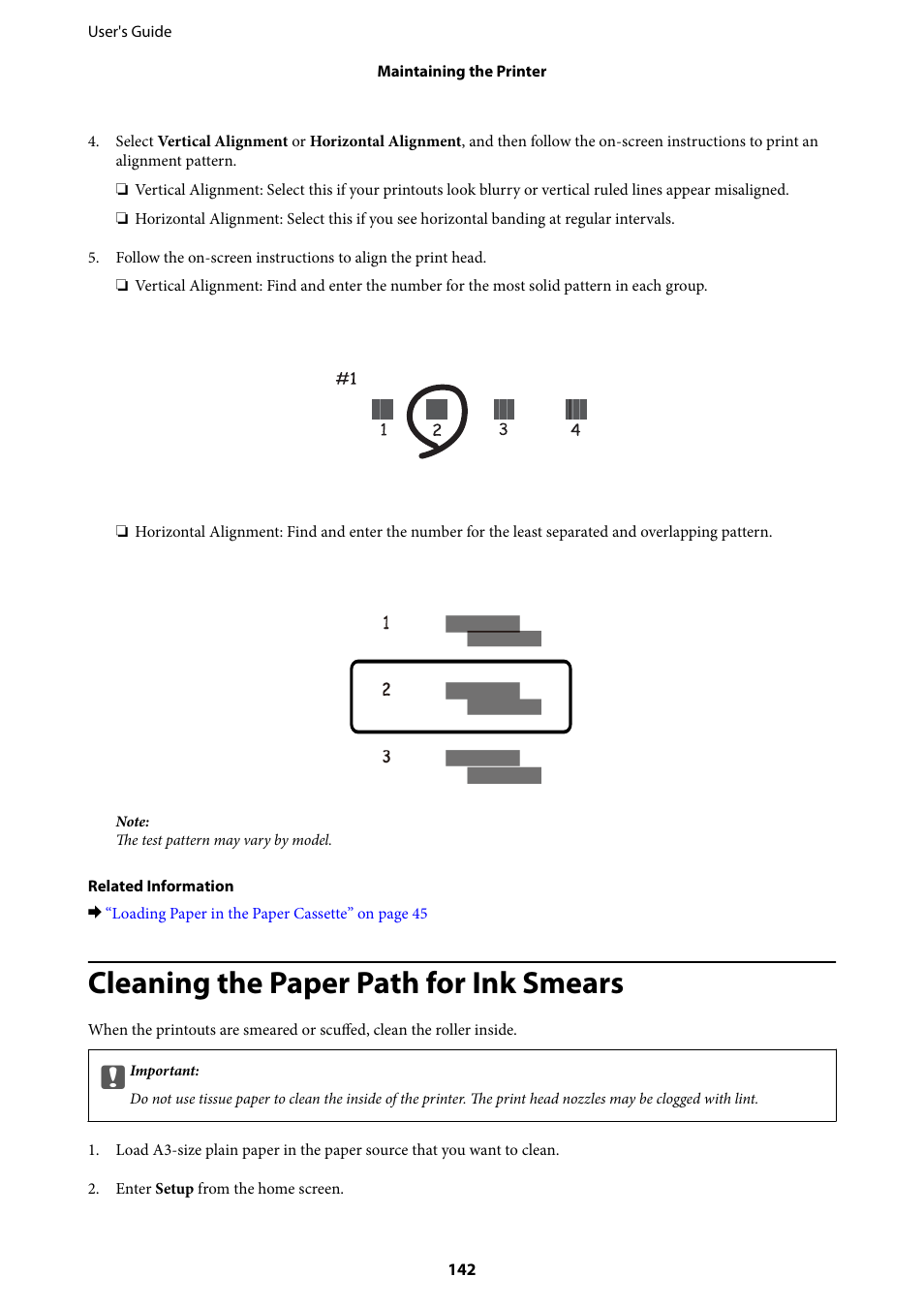 Cleaning the paper path for ink smears | Epson L1455 User Manual | Page 142 / 233