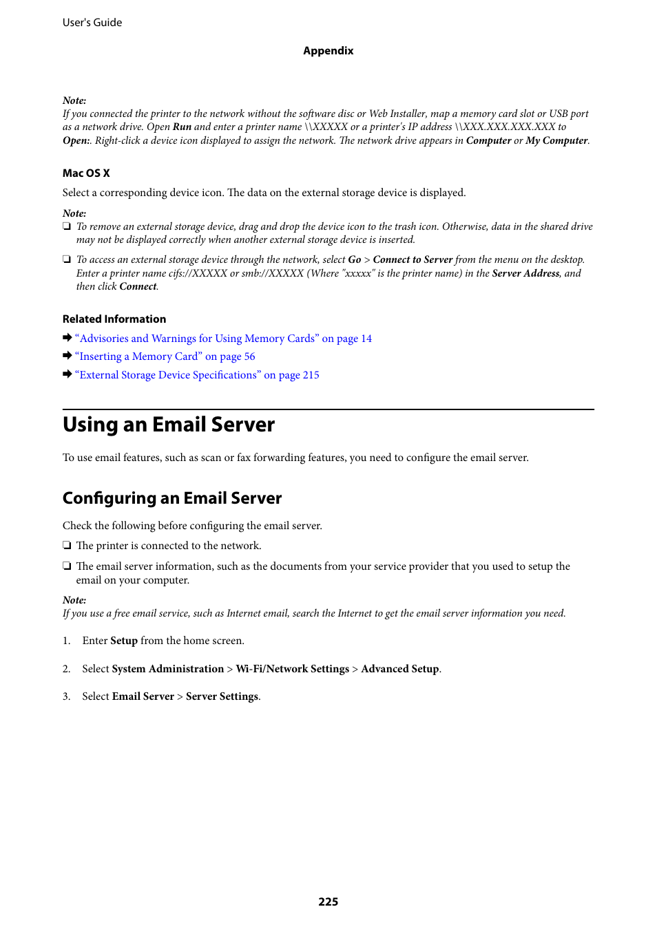 Using an email server, Configuring an email server | Epson L1455 User Manual | Page 225 / 233