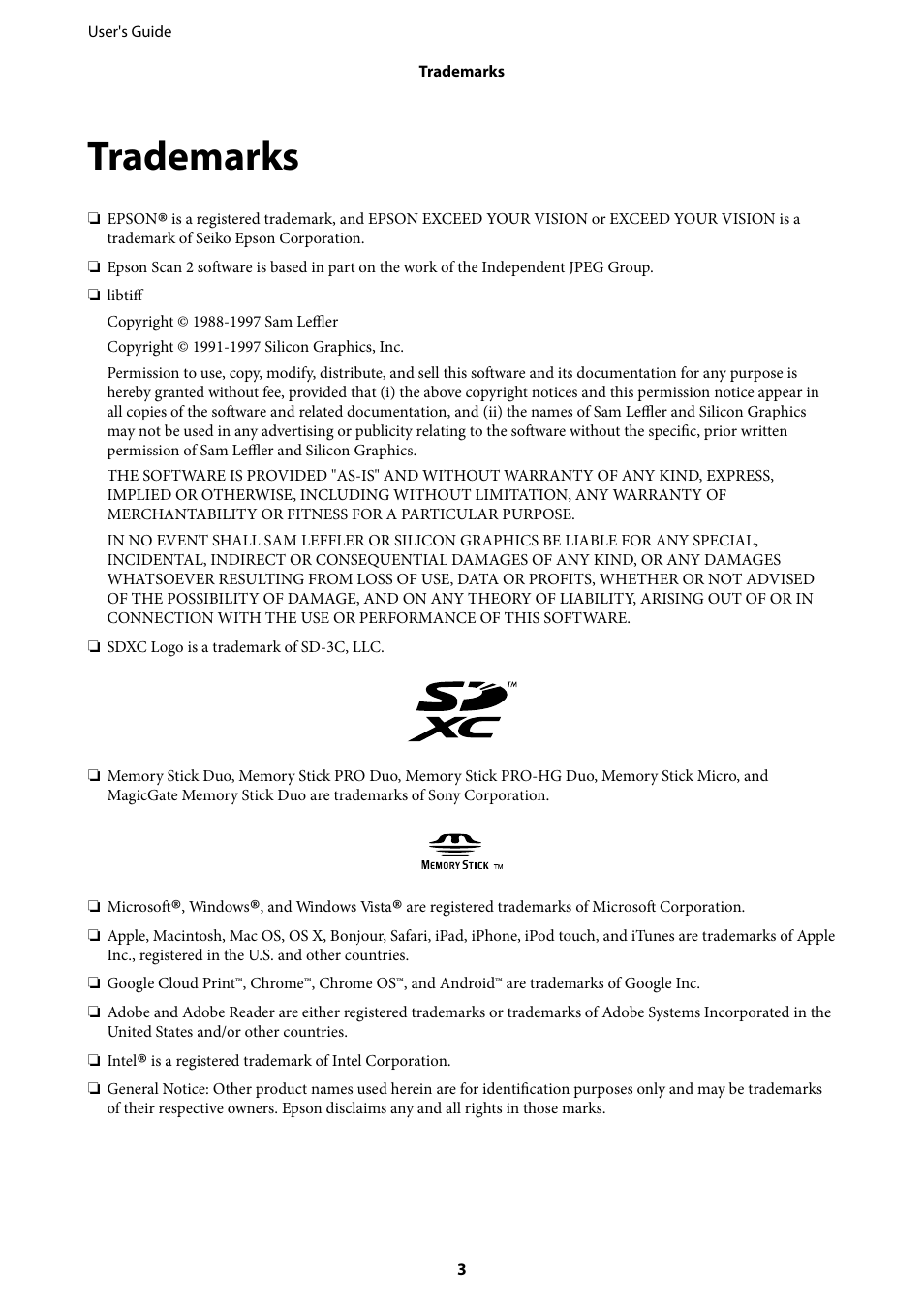 Trademarks | Epson L1455 User Manual | Page 3 / 233