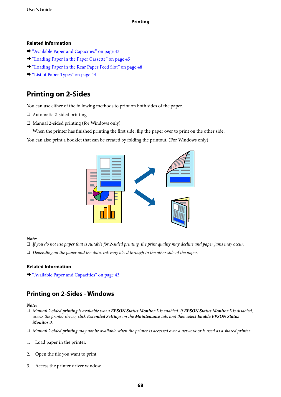 Printing on 2-sides, Printing on 2-sides - windows | Epson L1455 User Manual | Page 68 / 233