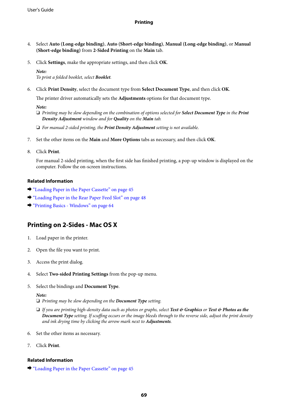 Printing on 2-sides - mac os x | Epson L1455 User Manual | Page 69 / 233