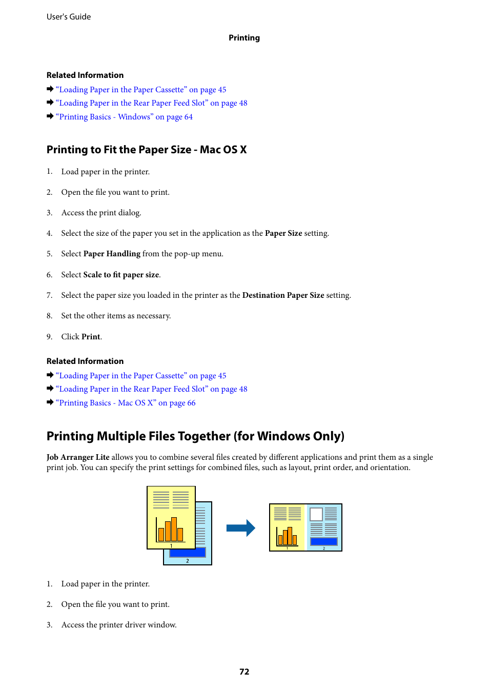 Printing to fit the paper size - mac os x | Epson L1455 User Manual | Page 72 / 233