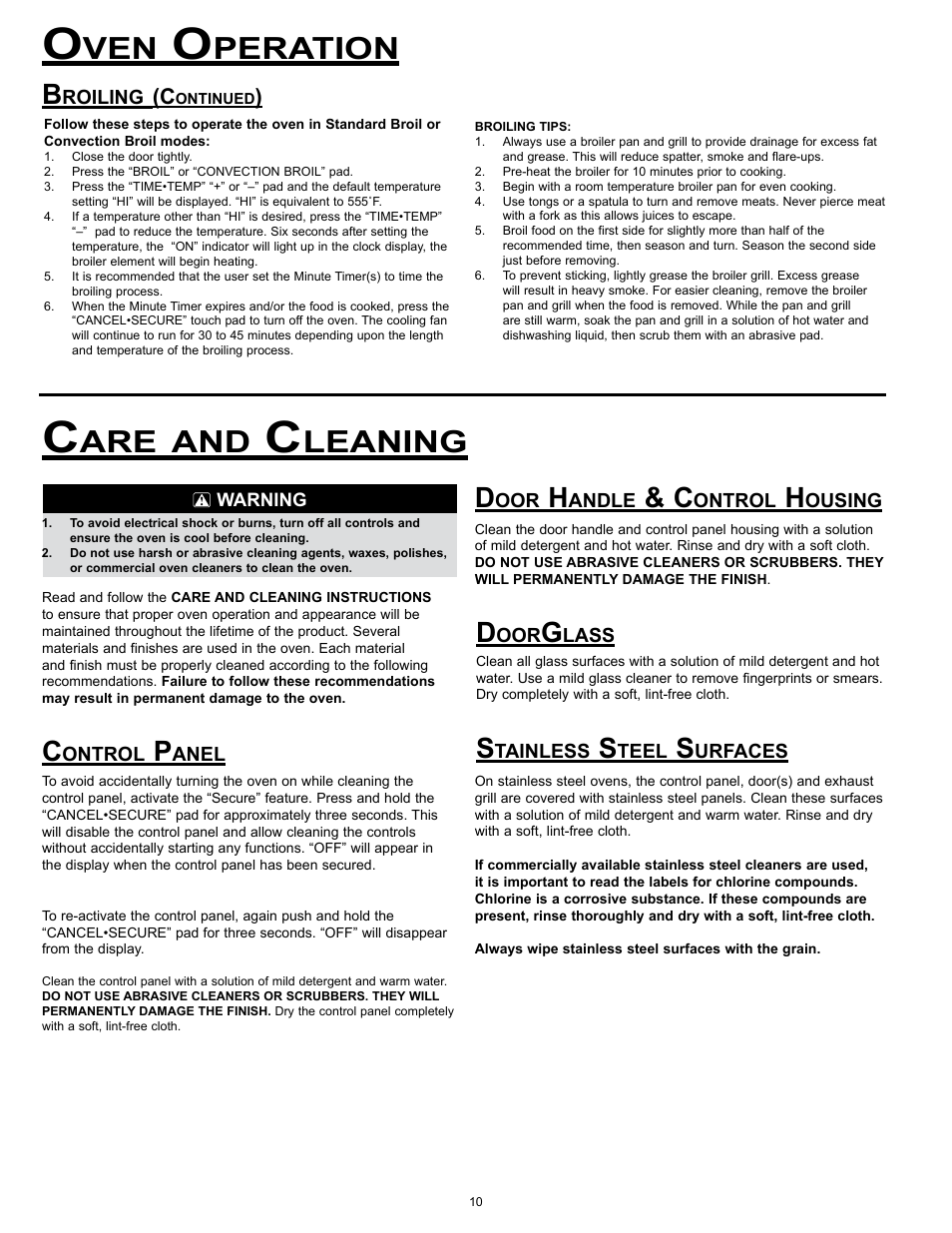 Peration, Leaning | Dacor Wall Ovens User Manual | Page 12 / 20