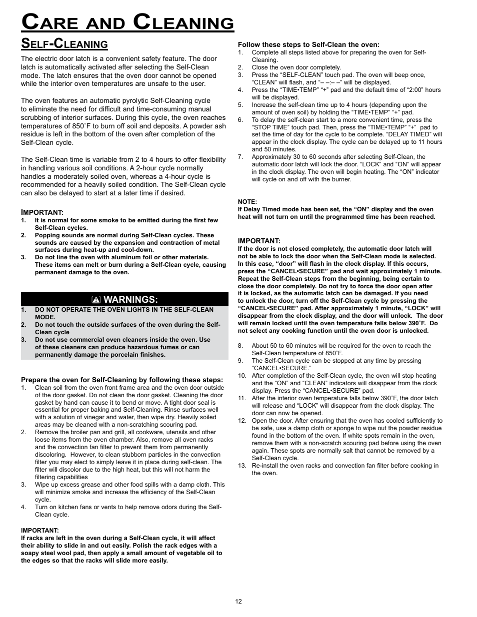 Leaning, Warnings | Dacor Wall Ovens User Manual | Page 14 / 20