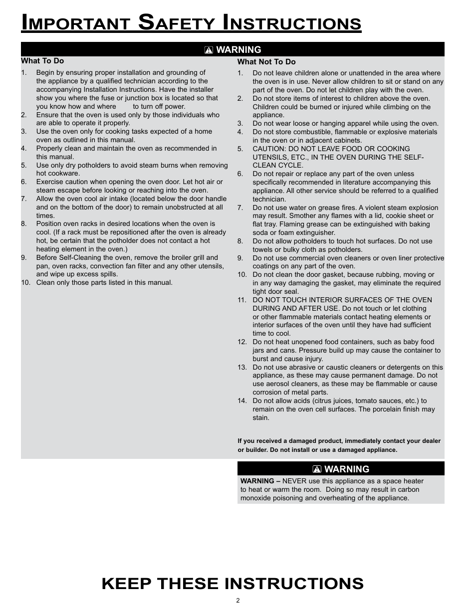 Keep these instructions, Mportant, Afety | Nstructions | Dacor Wall Ovens User Manual | Page 4 / 20