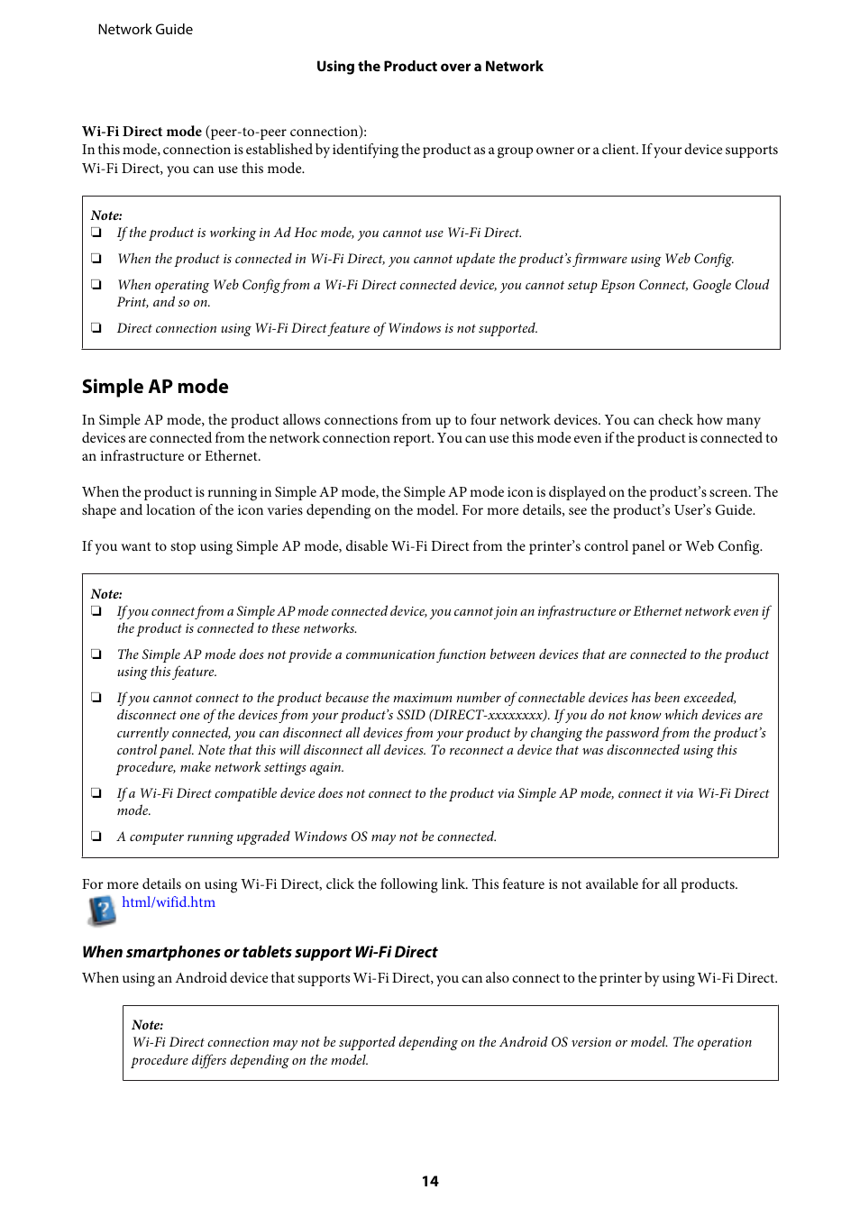 Simple ap mode | Epson EcoTank ET-4550 User Manual | Page 14 / 35