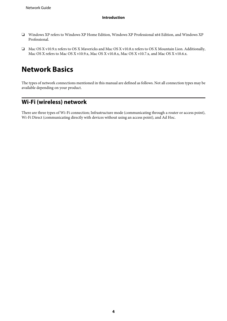 Network basics, Wi-fi (wireless) network | Epson EcoTank ET-4550 User Manual | Page 4 / 35