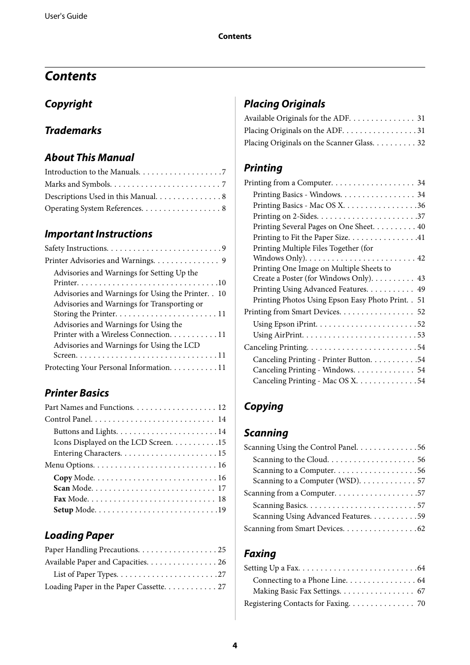 Epson EcoTank ET-4550 User Manual | Page 4 / 145