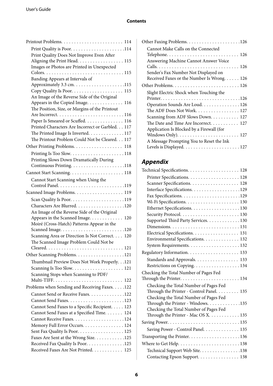 Appendix | Epson EcoTank ET-4550 User Manual | Page 6 / 145
