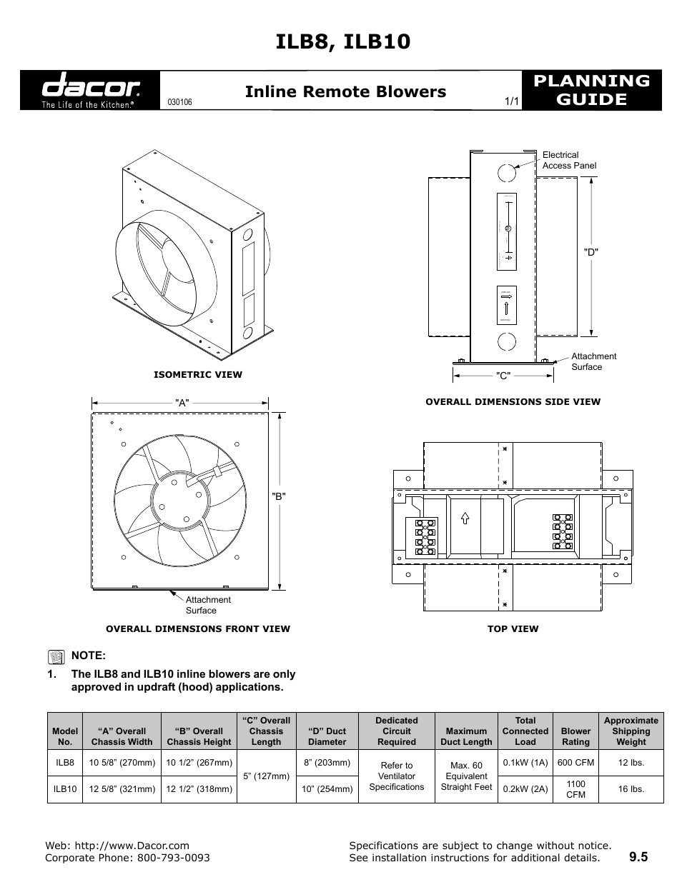 Dacor ILb8 User Manual | 1 page