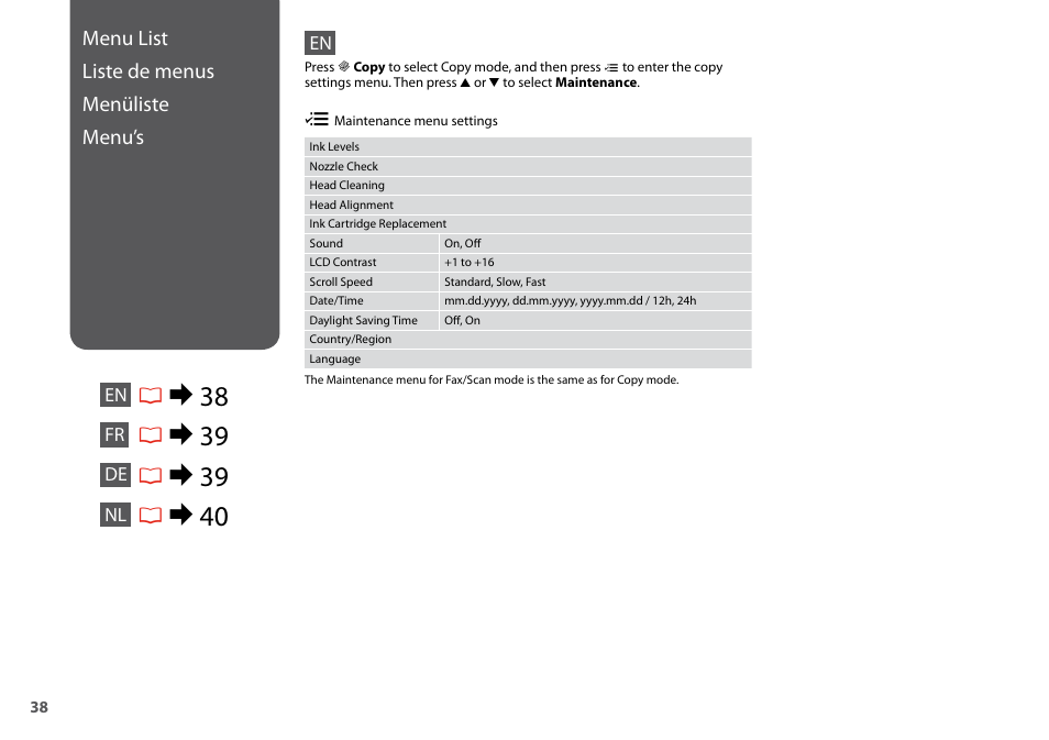 R& 38 | Epson Stylus Office TX510FN User Manual | Page 38 / 60