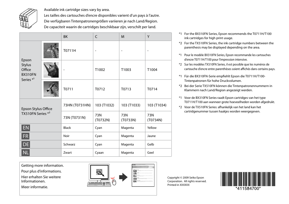 Epson Stylus Office TX510FN User Manual | Page 60 / 60