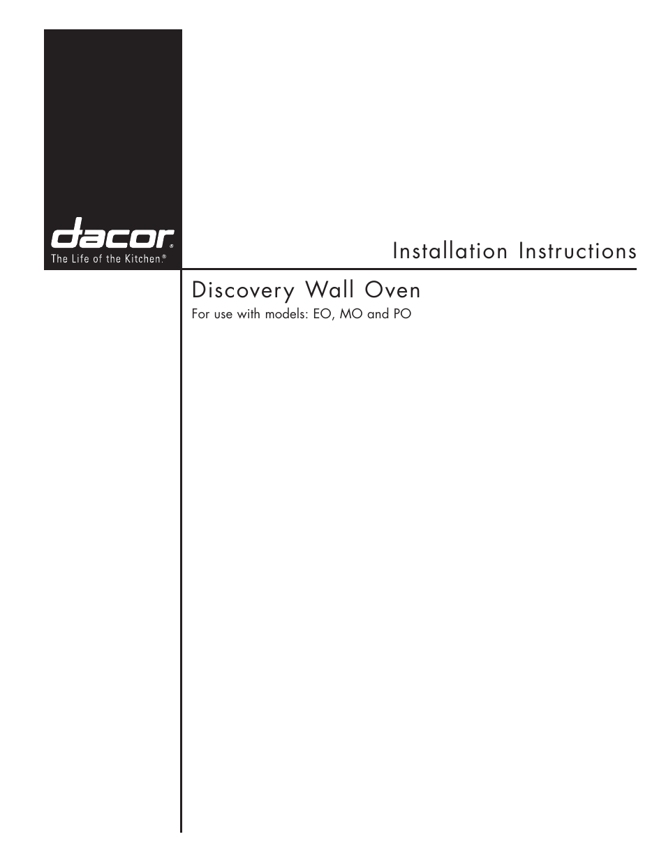 Dacor MO User Manual | 20 pages