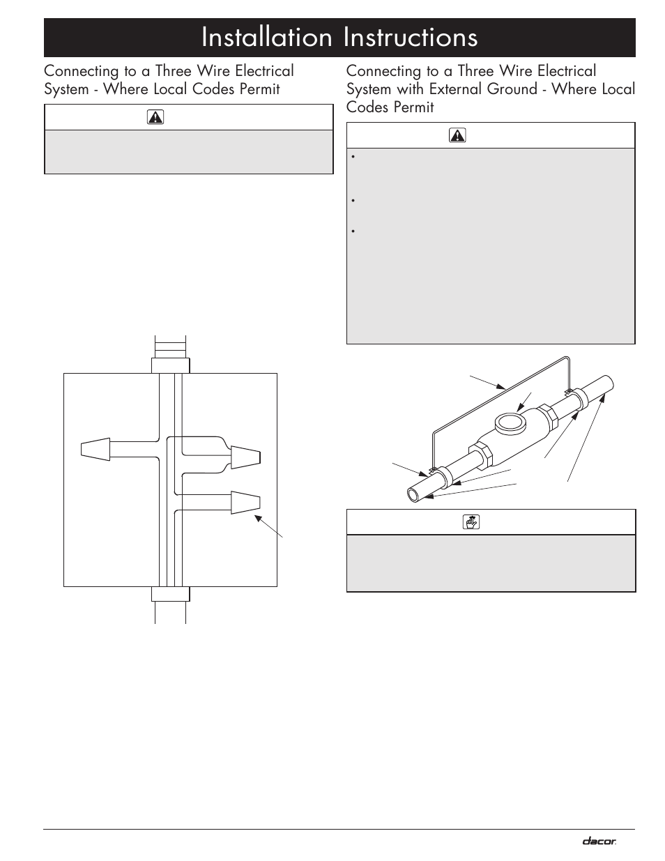 Installation instructions, Warning | Dacor MO User Manual | Page 13 / 20