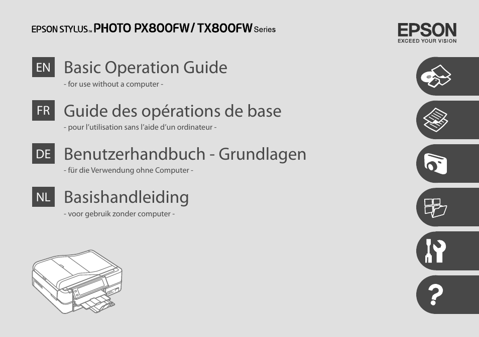Epson Stylus Photo TX800FW User Manual | 116 pages