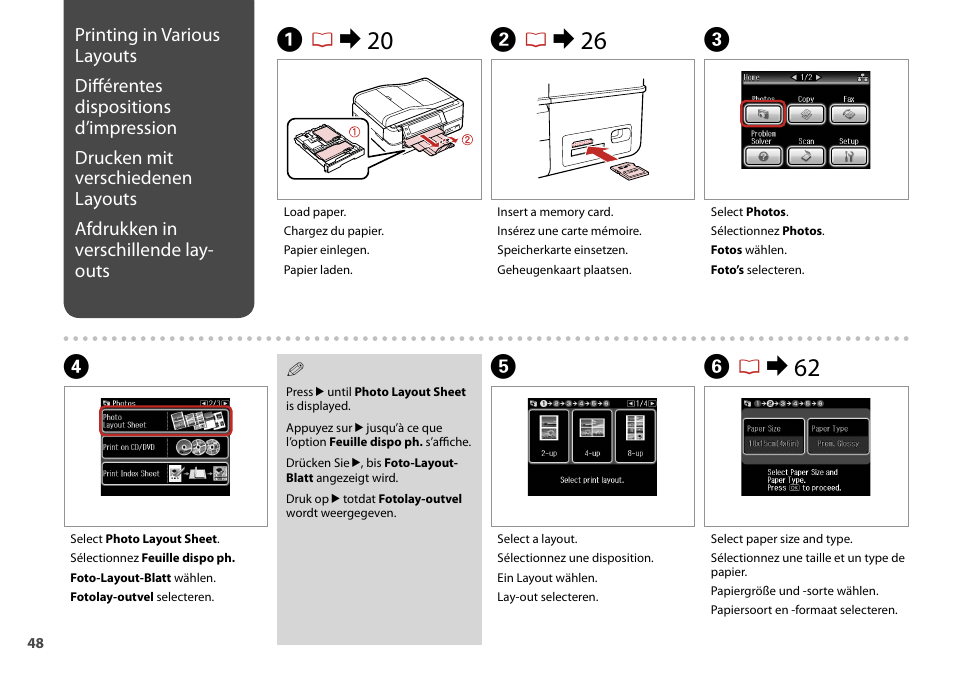 Ar & 20 b r & 26 c, Fr & 62 | Epson Stylus Photo TX800FW User Manual | Page 48 / 116