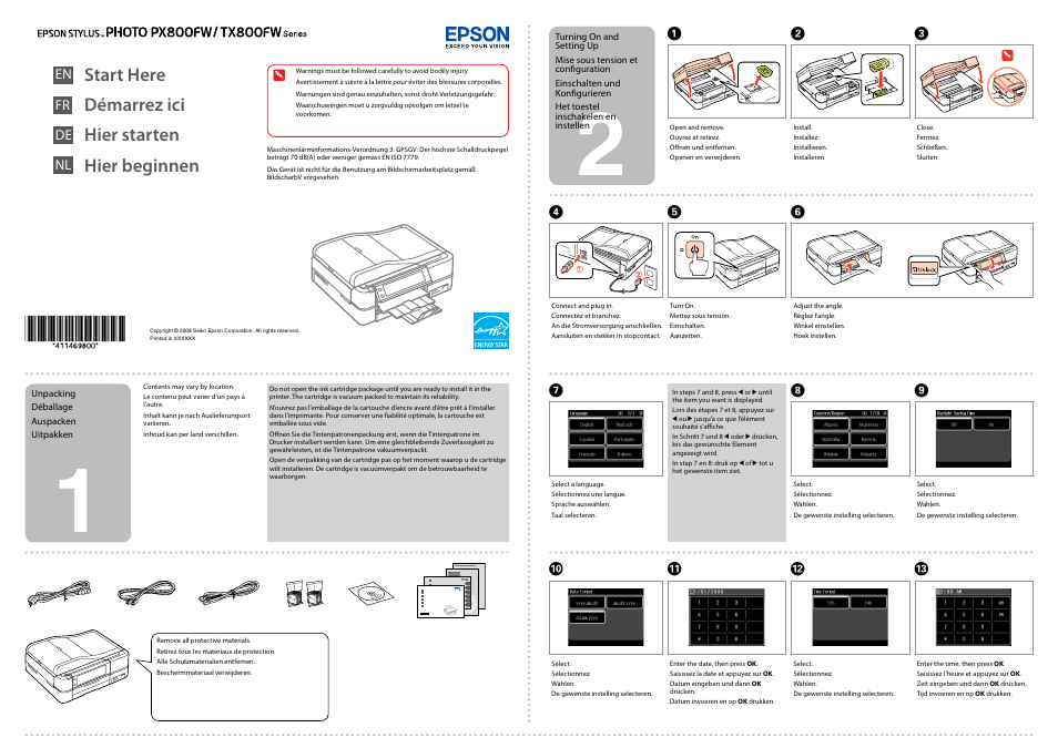 Epson Stylus Photo TX800FW User Manual | 2 pages