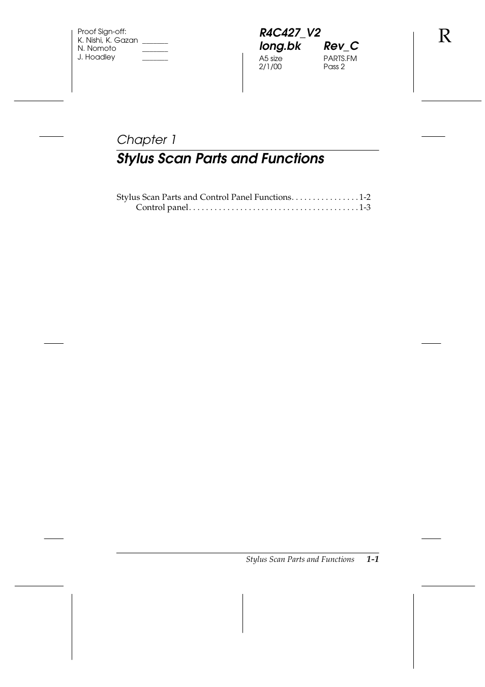 Stylus scan parts and functions, Chapter 1 | Epson Stylus Scan 2500 User Manual | Page 12 / 293