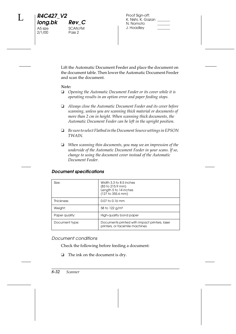 Epson Stylus Scan 2500 User Manual | Page 137 / 293