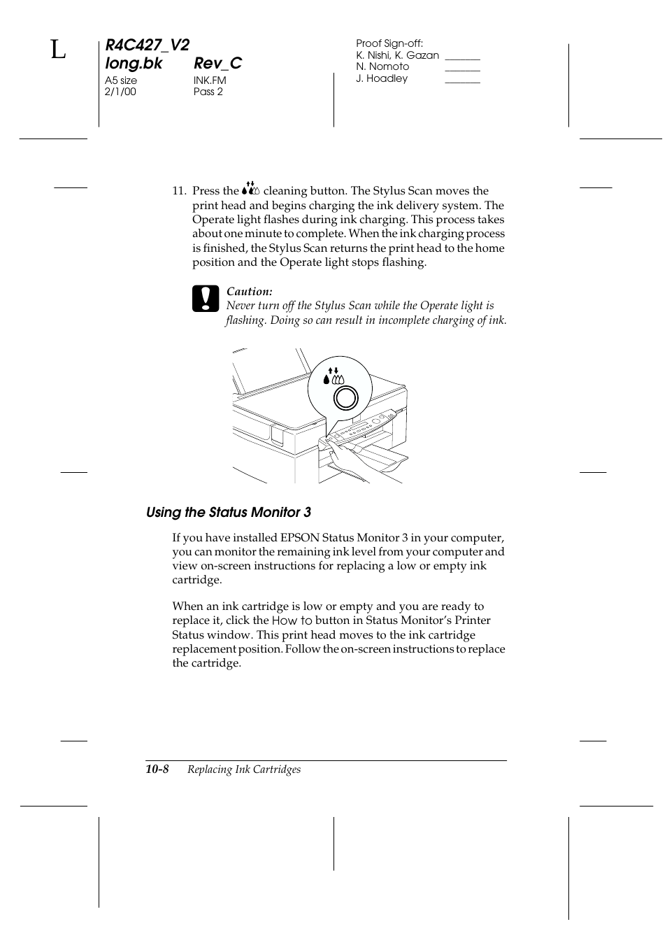 Using the status monitor 3, Using the status monitor 3 -8 | Epson Stylus Scan 2500 User Manual | Page 195 / 293
