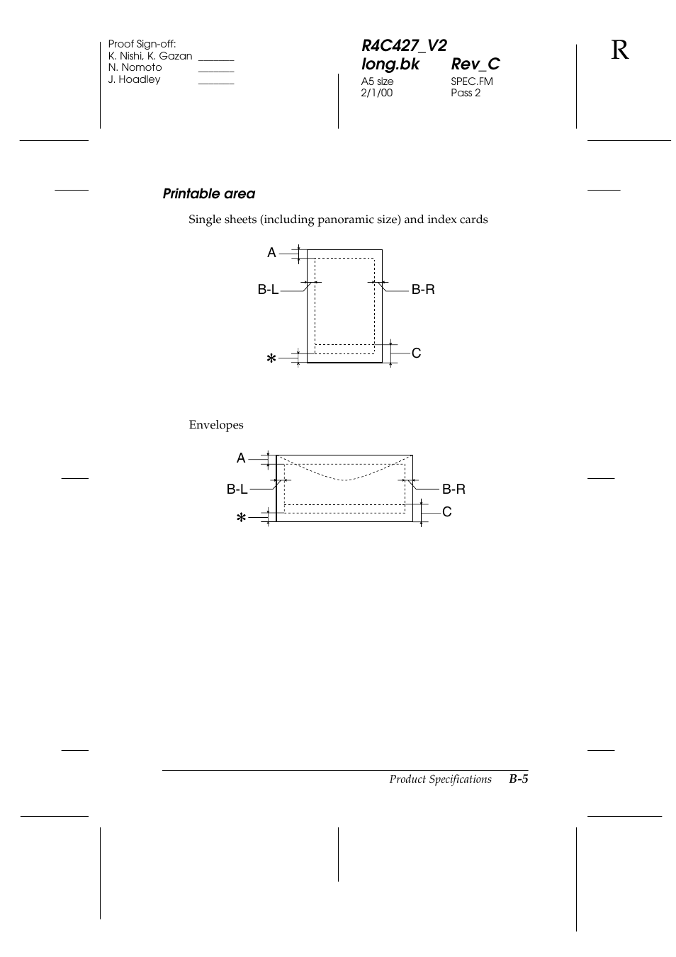 Printable area | Epson Stylus Scan 2500 User Manual | Page 270 / 293