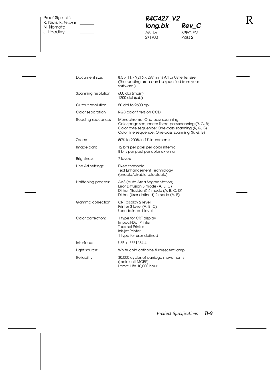Epson Stylus Scan 2500 User Manual | Page 274 / 293