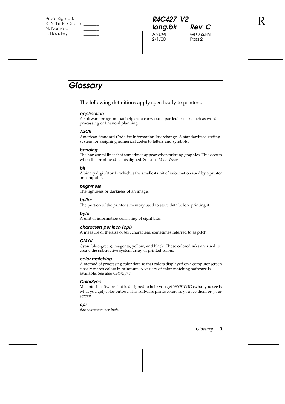 Glossary | Epson Stylus Scan 2500 User Manual | Page 282 / 293