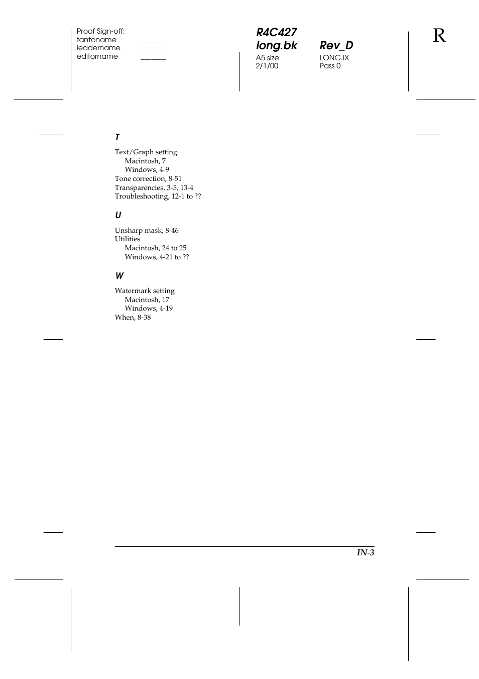 R4c427 long.bk rev_d | Epson Stylus Scan 2500 User Manual | Page 290 / 293