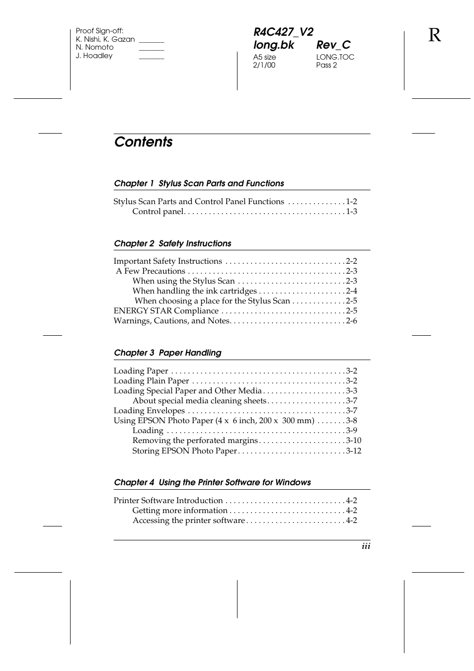 Epson Stylus Scan 2500 User Manual | Page 4 / 293